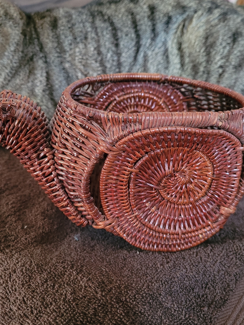 Handwoven Brown Wicker Decorative Snail - Rustic Home Accents